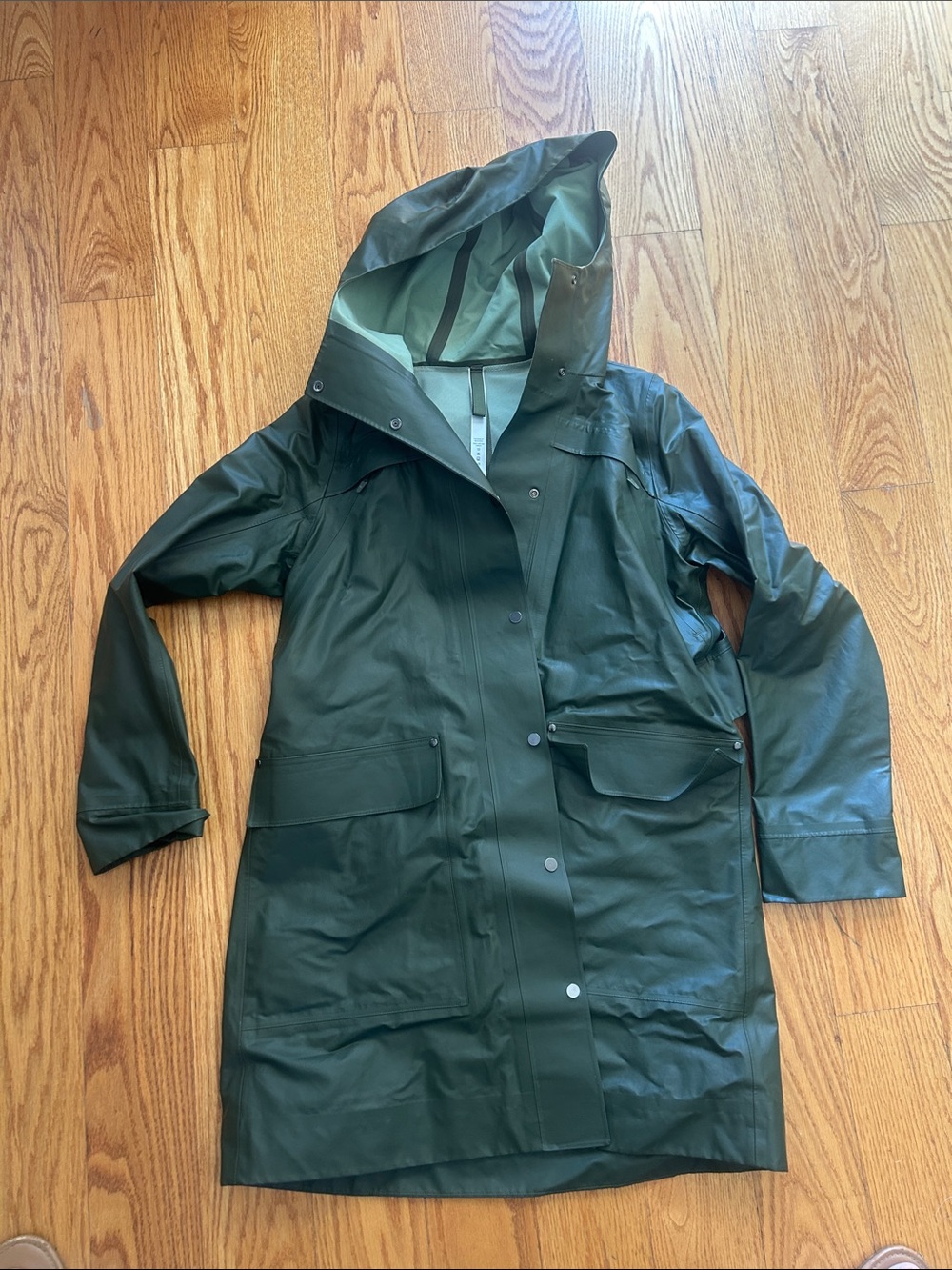 Lululemon Waterproof Hooded Rain Coat - Dark Green